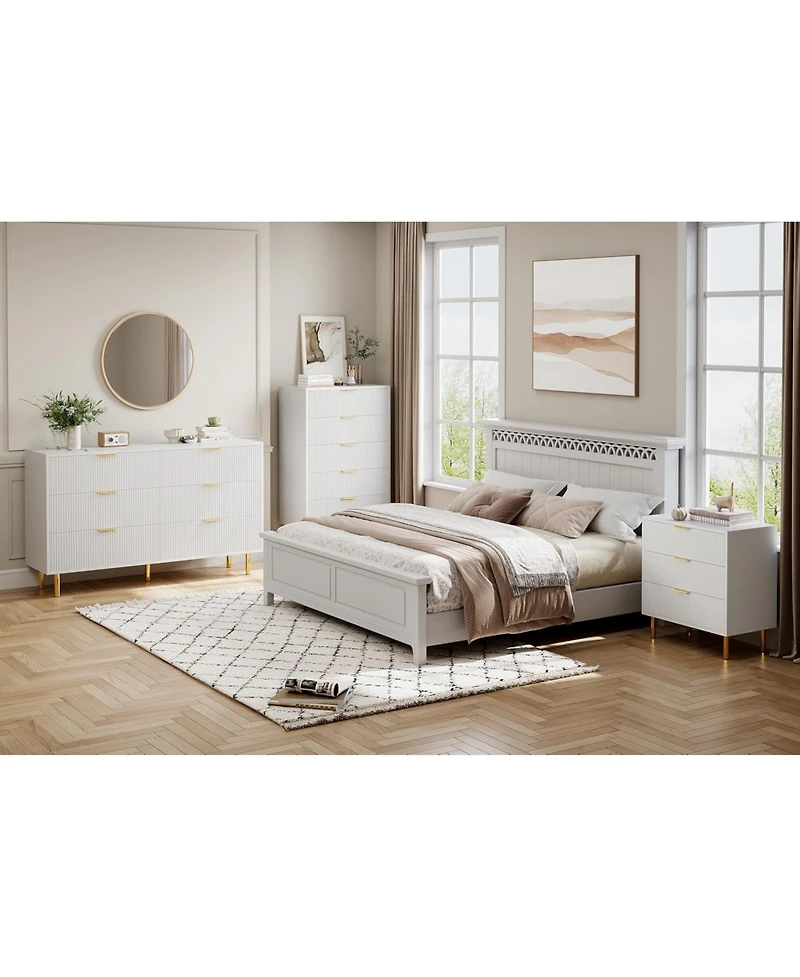 Gaomon Modern 3 Drawer Dresser for Bedroom, Wood Chest with Gold Handle and Large Drawers Living Room, Hallway, Entryway