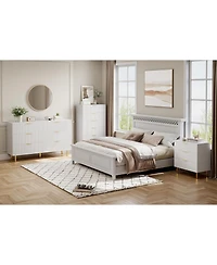 Gaomon Modern 3 Drawer Dresser for Bedroom, Wood Chest with Gold Handle and Large Drawers Living Room, Hallway, Entryway