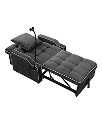 Maison Boucle 3-in-1 Convertible Velvet Chair Bed, Pull Out Sofa Sleeper with Usb, Cupholders & Phone Holder, 68.9'' Bed for Small Spaces