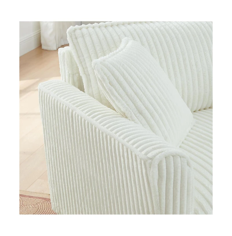Cesicia Corduroy Lazy Sofa with Backrest & Armrests for Living Room Bedroom