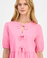 Nautica Women's Solid Bow Peplum Top