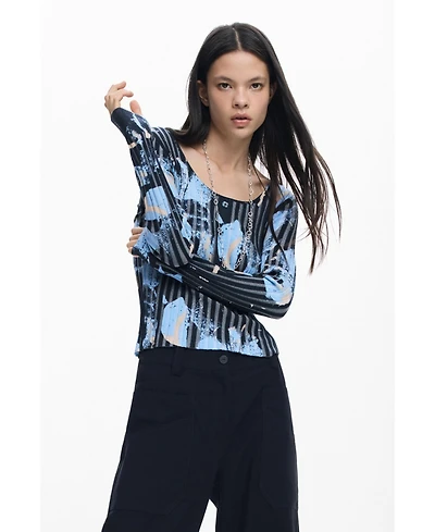 Desigual Women's Fine Floral-Texture Sweater