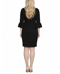 Ny Collection Women's 3/4 Length Cultivated Pearl Detail Dress