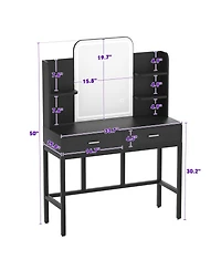 Aheaplus Makeup Vanity with Mirror and Lights, Table Drawers