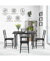 Costway 5 Pcs Modern Dining Table Set 4 Chairs Steel Frame Home Kitchen Furniture