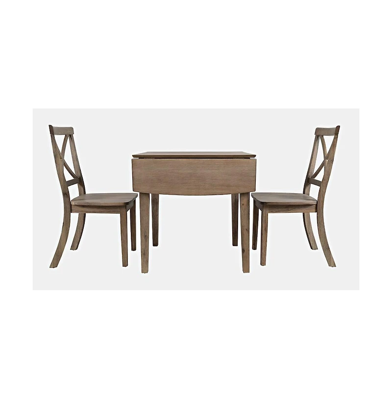 Jofran Eastern Tides Coastal Wire-Brushed Wood Three Piece Cross-Back Dining Set