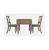 Jofran Eastern Tides Coastal Wire-Brushed Wood Three Piece Cross-Back Dining Set