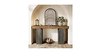 Tribesigns 63" Long Entryway Table, Farmhouse Console Table with 2 Arched Pedestal Legs