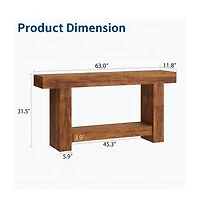 gaomon 63" Long Console Table for Entryway, Wood Farmhouse Console Table for Living Room, 2-Tier Large Table with Storage, Wooden Entryway Entry