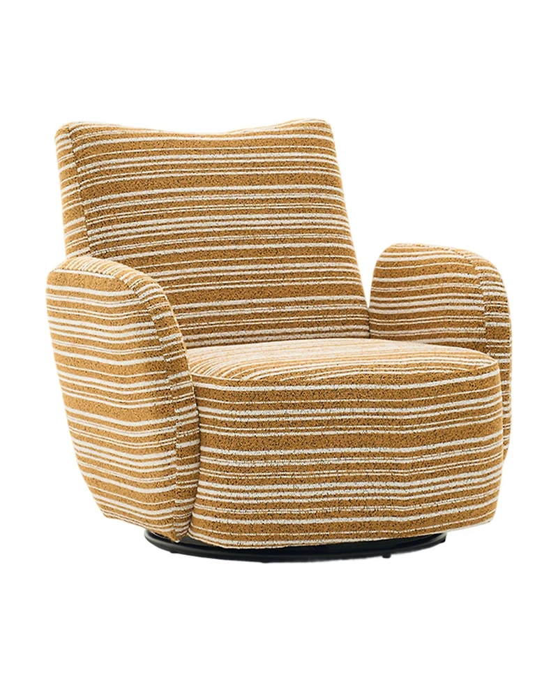 Boyel Living Modern 360° Swivel Leisure Chair Fabric Striped Armrest Swivel Chair for Living Room, Balcony and Bedroom