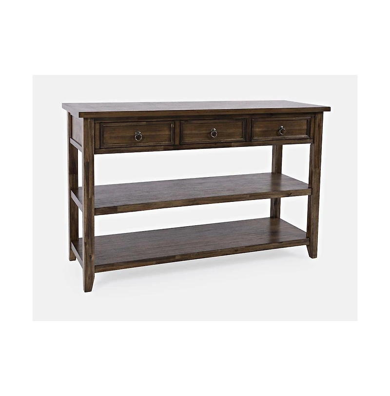Jofran Bakersfield Mission Style Sofa Table with Three Drawers