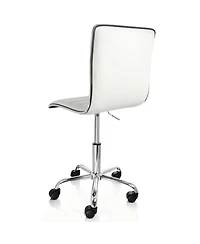 Elama Faux Leather Adjustable Rolling Office Chair in White