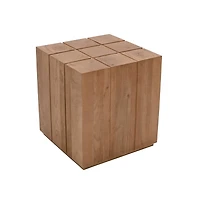 Jofran Sequoia 22" Solid Wood Modern Rustic Cube Carved End Table