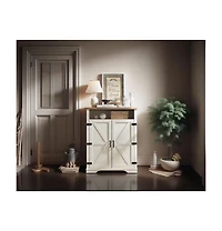 Lovmor Farmhouse Shoe Cabinet Adjustable 4 Tier Rustic Storage Bench Entryway Hallway