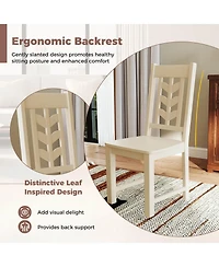 Costway Dining Chair with Rubber Wood Frame & Leaf-shape High Back for Kitchen