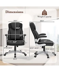 Ergonomic Office Chair Pu Leather Executive Swivel with Flip-up Armrests