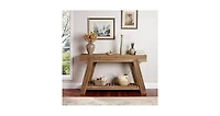 Tribesigns 62.9-Inch Solid Wood Console Table for Entryway, Long Narrow Sofa Couch Table with Storage