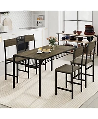 Gymax Set of 4 Dining Chairs w/Metal Legs Slanted Back Wide Seat for Living Room