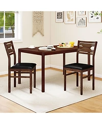 Gymax Dining Chair Set of 4 w/ Rubber Wood Frame Padded Seat Curved Backrest