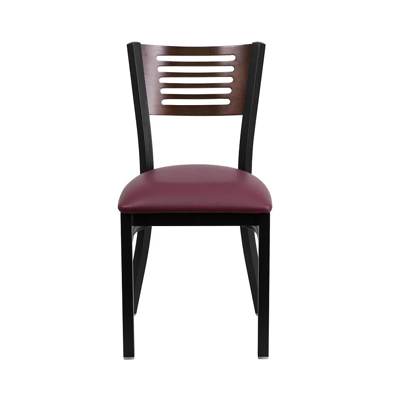 Emma+Oliver 2 Pack Decorative Slat Back Metal Restaurant Chair