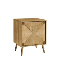 Lovmor Accent Table, End, Storage, Small, Side, Living Room, Lamp, Light Walnut Laminate, Seagrass, Modern