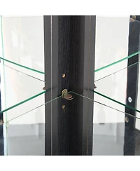 Timeless Curved Glass Display Cabinet Led Lit Adjustable Shelves 150lb Capacity