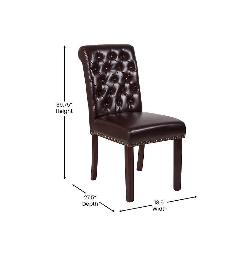 Merrick Lane Falmouth Upholstered Parsons Chair with Nailhead Trim