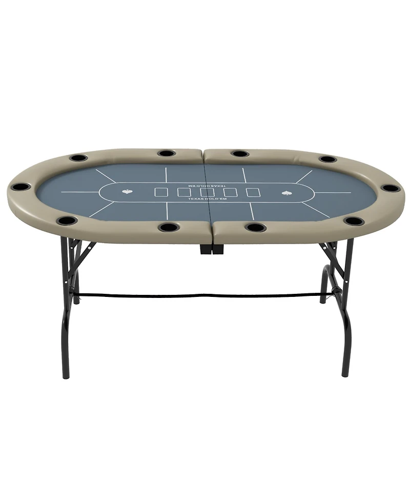 Flynama 70" Oval Foldable Poker Table with Cup Holders – Seats 10 Players, Casino Layout