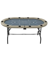 Flynama 70" Oval Foldable Poker Table with Cup Holders – Seats 10 Players, Casino Layout