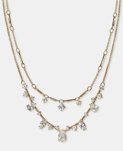 Anne Klein Cubic Zirconia Bar Layered Statement Necklace, 16" + 3" extender