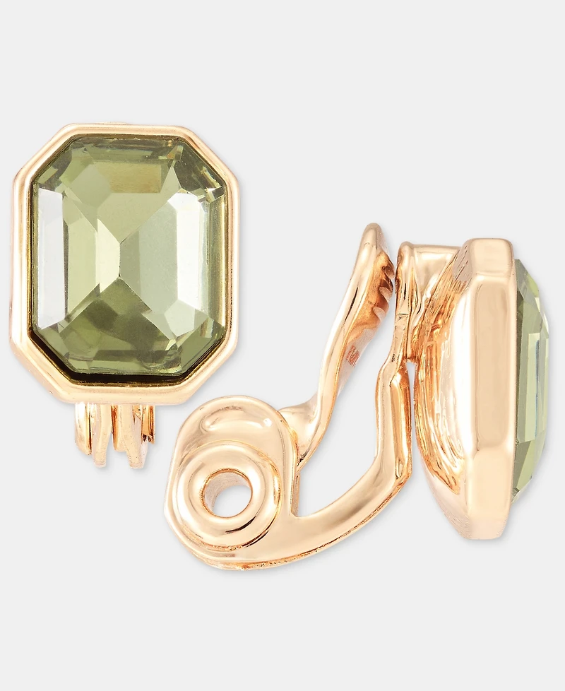 Anne Klein Emerald-Cut Stone Clip-On Button Earrings