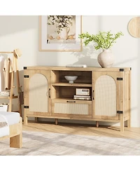 gaomon 47.2" Rattan Sideboard Buffet Cabinet with Storage, Farmhouse Kitchen Buffet Cabinet with Drawer