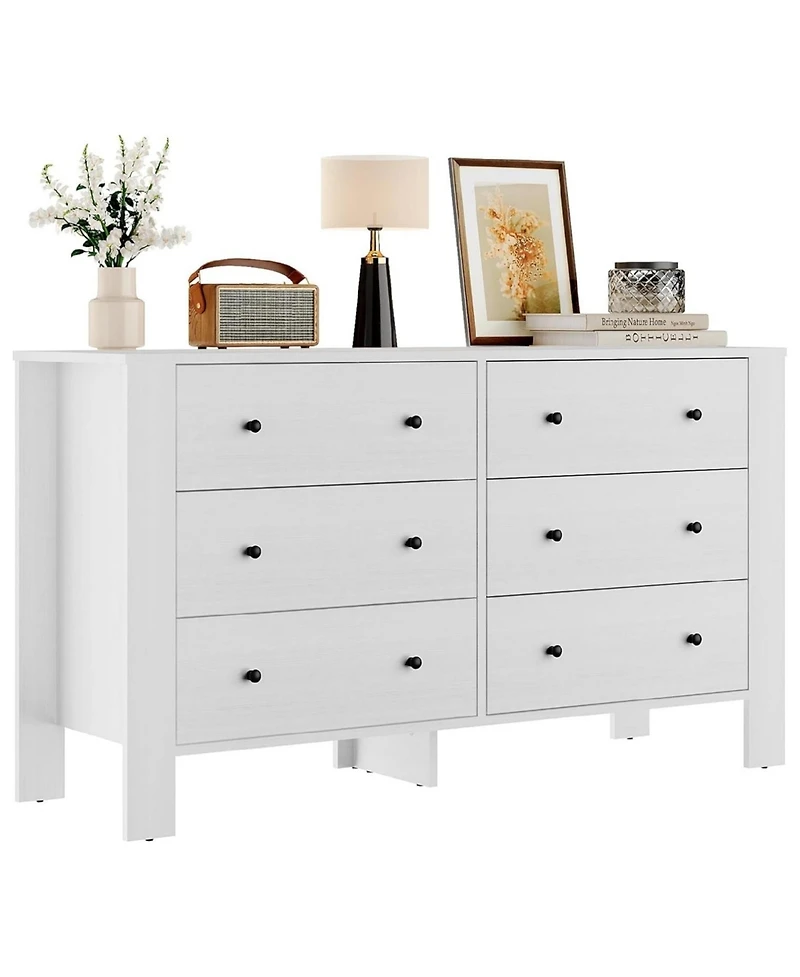 Gaomon 6-Drawer Wood Modern Wide Storage Dresser