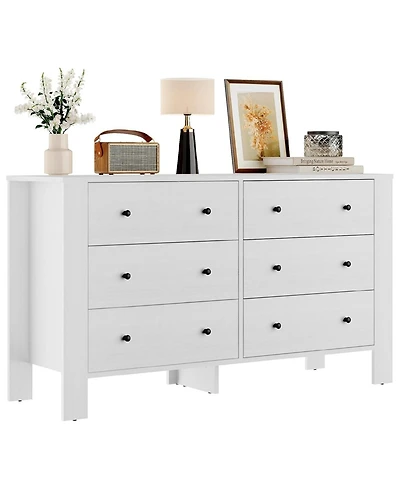 Gaomon 6-Drawer Wood Modern Wide Storage Dresser