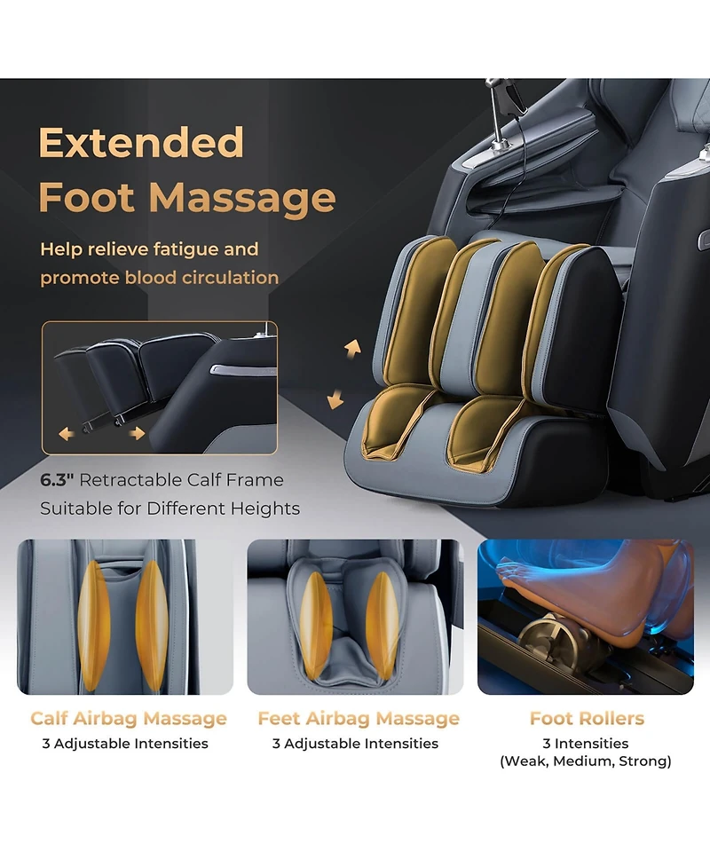Costway Zero Gravity Sl Track Full Body Massage Chair with Waist Heating & Airbag Massage