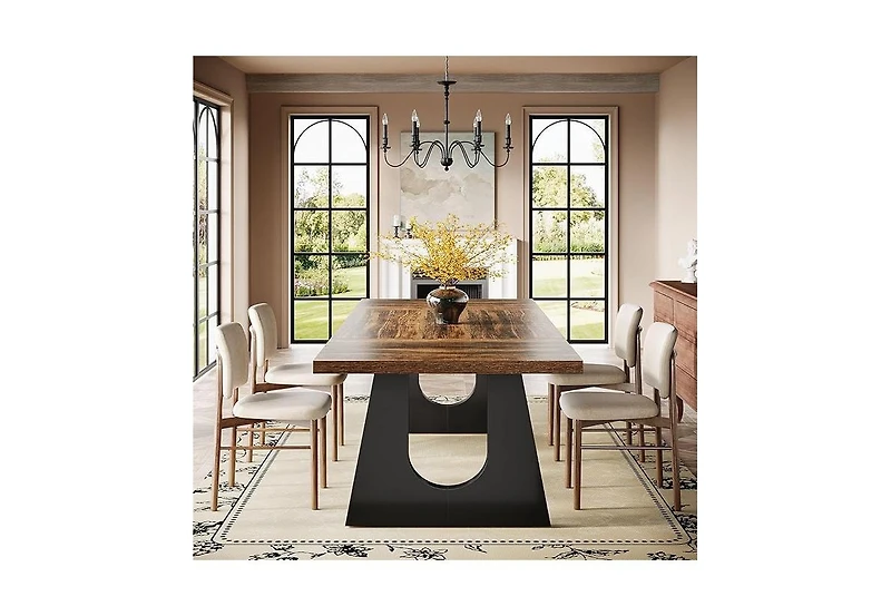 Tribesigns Large Dining Table for 6-8 People, Home Furniture (Dark Brown)