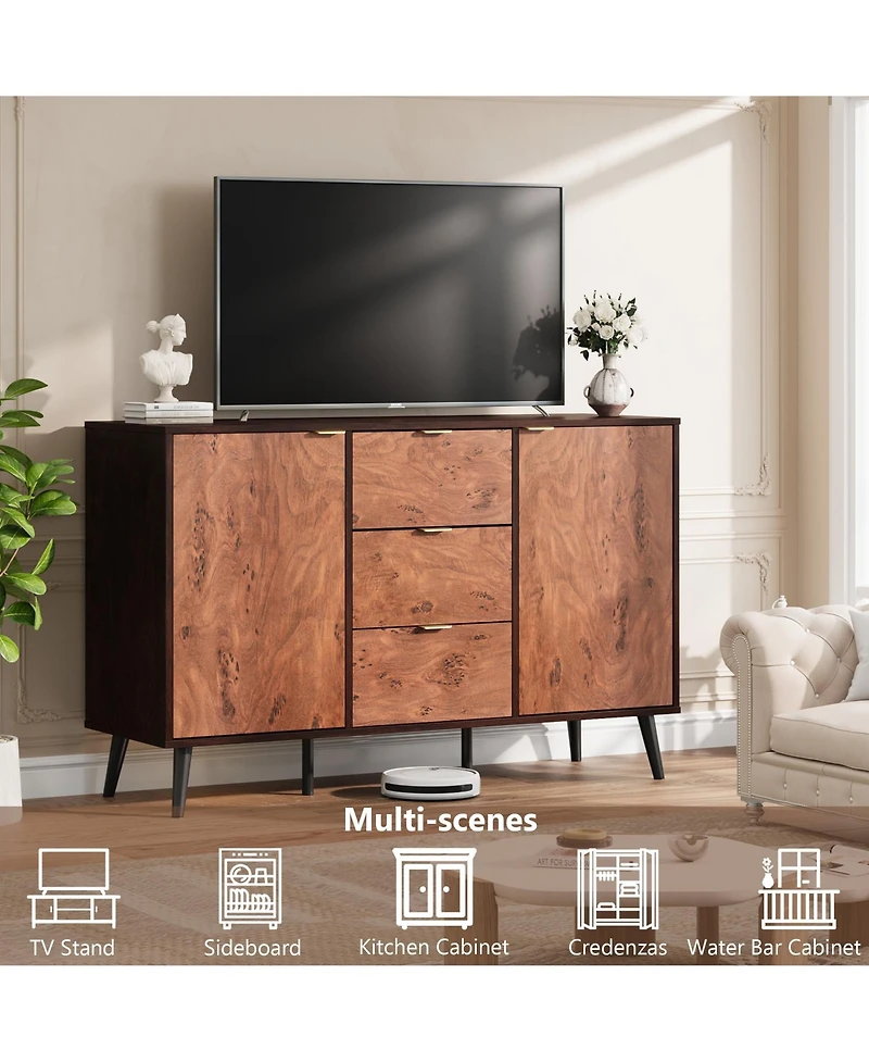 Gaomon Buffet Cabinet with Drawers, 51.2'' Large Sideboard Buffet Credenza Storage Cabinet with Shelves and Doors