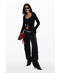 Desigual Women's T-shirt with snap buttons and tie