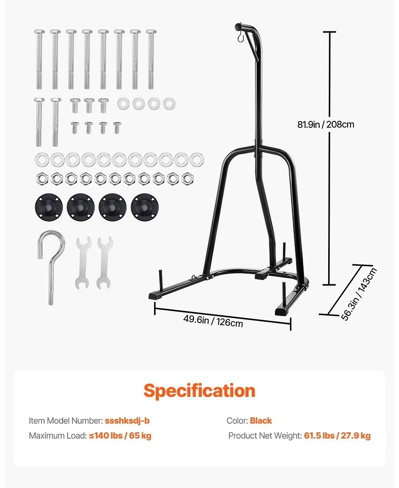 Sugfit Punching Bag Stand Heavy Duty Boxing Bag Stand Holds 140 Lb with Weighted Base