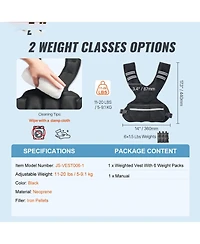 Sugfit Adjustable Weighted Vest 11–20 Lb with Iron Sand Weights and Reflective Strips