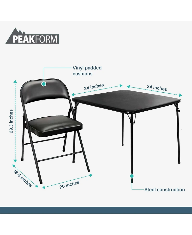 Peakform 5 Piece Folding Vinyl Tables and Chairs for Home Use and Indoor Spaces