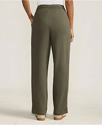 Lands' End Women's Petite Sport Knit High Rise Pull On Relaxed Straight Leg Pants