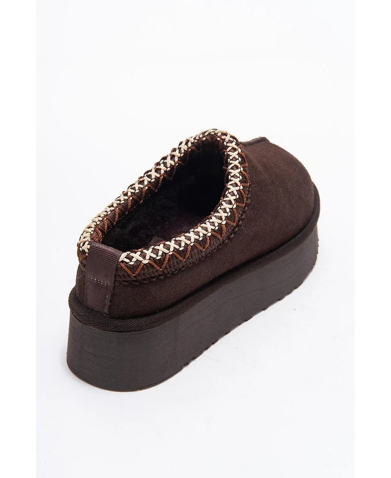 Forever & Always Shoes Women's Avelia Leather Winter Slippers
