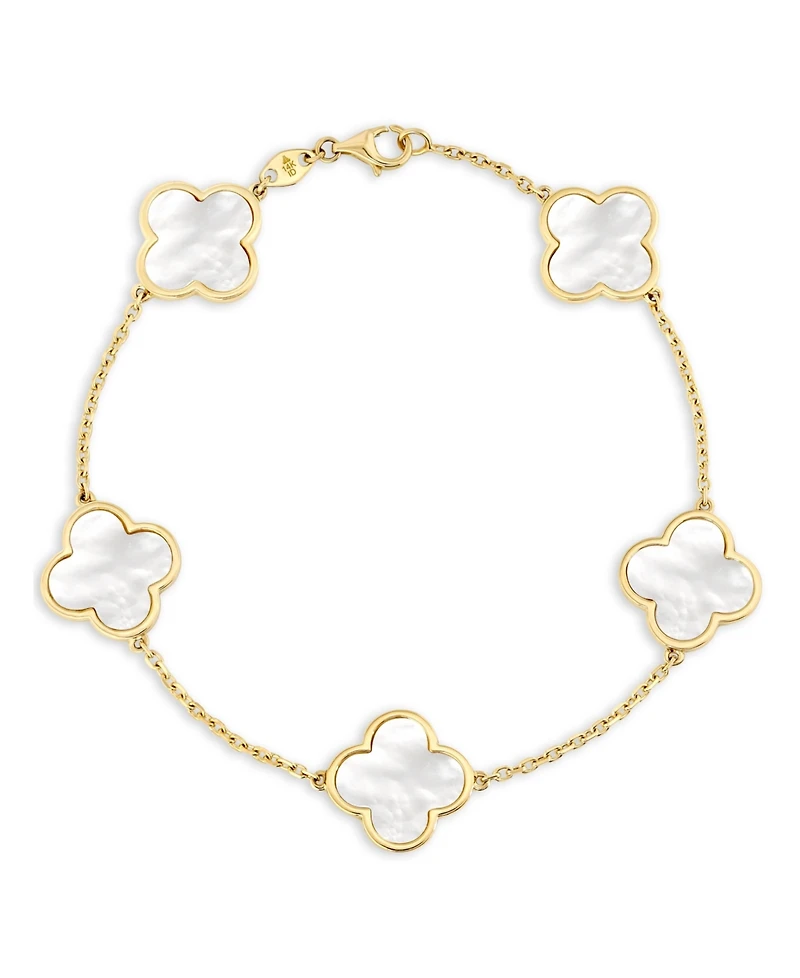 Devata Mother of Pearl Clover Bracelets in 14K Gold, in