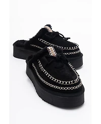 Forever & Always Shoes Yalina Leather Platform Moccasin Slippers (Women)