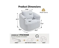 Sumyeg 360°Swivel Round Upholstered Comfy Chair With One Soft Pillow High-Resilience Sponge Single Sofa