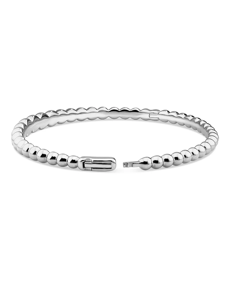 Devata Beaded Ball Bangle Bracelet in Rhodium Plated Sterling , Size