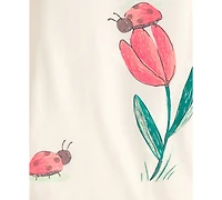 Carter's Girls' Toddler 2T-5T Ladybug Floral Top and Pajama Pants, 4-Piece Set