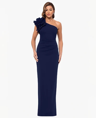 Xscape Petite One-Shoulder Long Sheath Gown