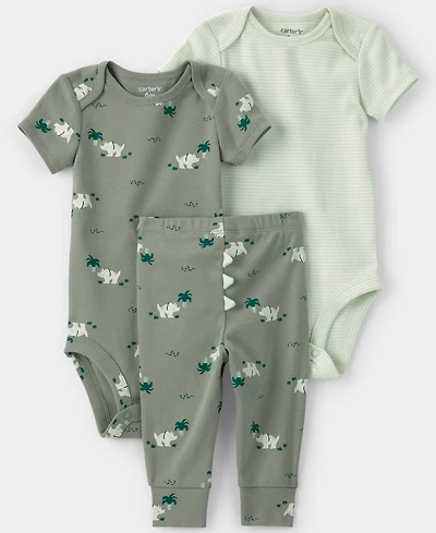 Carter's Baby Boys' Dinosaur Print Bodysuits and Pants, 3-Piece Set